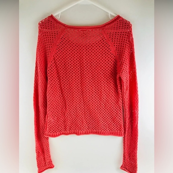 ROXY Sweater Women's Size M Pink Knit Boat Neck Pullover Semi Sheer Long Sleeve - Picture 1 of 7